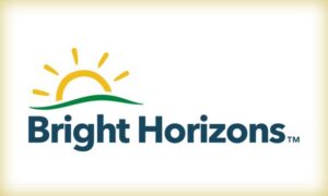 The Bright Horizons logo features a yellow sun rising over a green horizon above the company name