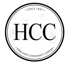 Circular Hingham Community Center logo with 'HCC', 'Since 1897',