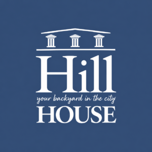 White Hill House logo with a building icon and 'your backyard in the city' tagline