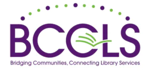 BCCLS logo featuring purple letters, a green book icon, and the tagline "Bridging Communities